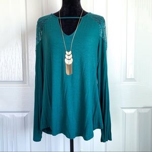 Maurice’s long sleeve lace detail strappy tunic